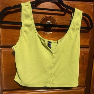 SHEIN Light Green Button-Up Crop Top